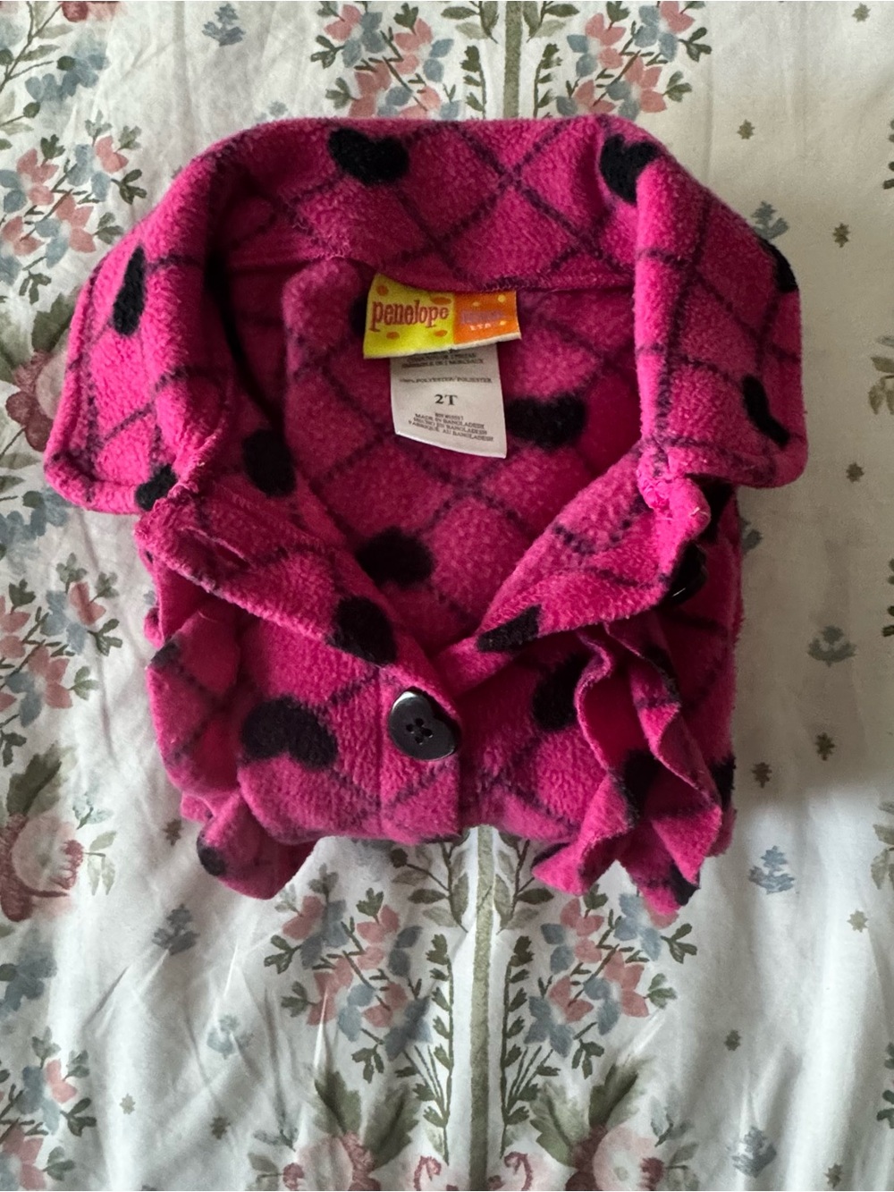 Penelope Mack Hot Pink Fleece Heart Jacket - 2T